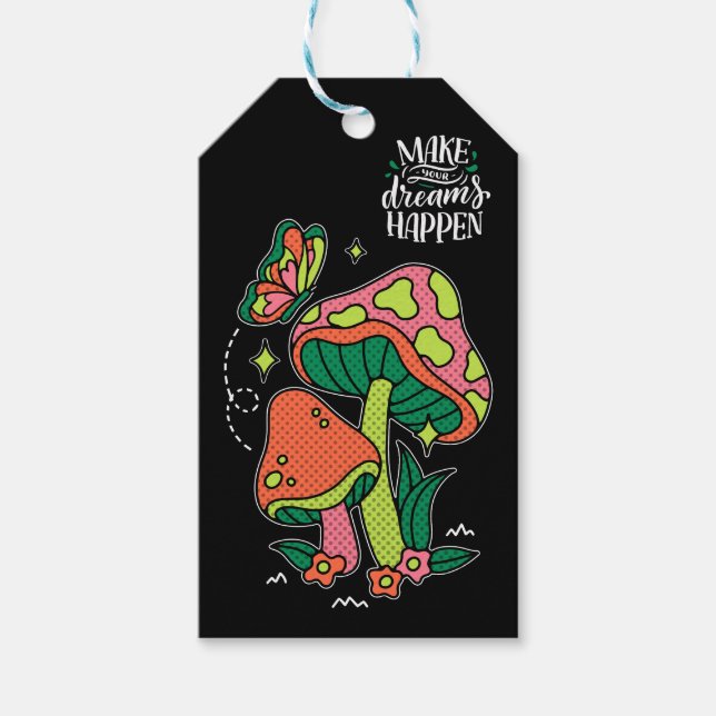 Gör Dreams Happen | Färgämnet svampmyterfly Presentetikett (Framsidan)