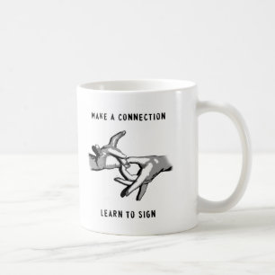 Gör en anslutning att lära att underteckna mugge kaffemugg
