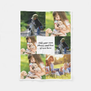 Gör en egen fotokollage och text fleecefilt