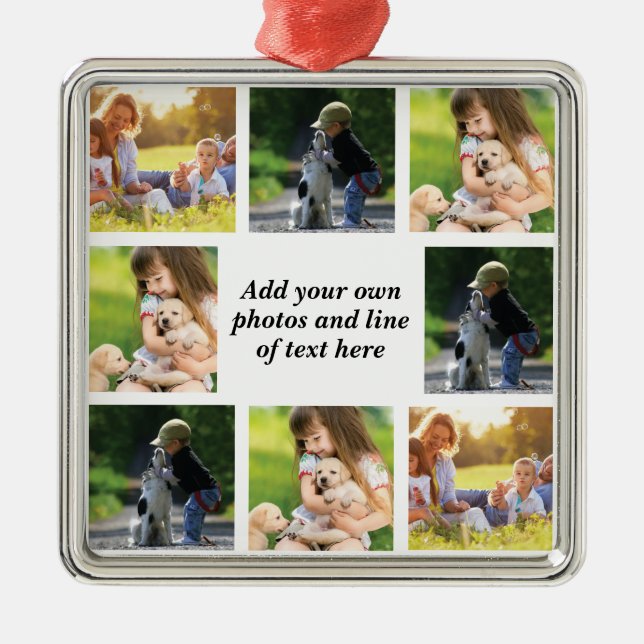 Gör en egen fotokollage och text julgransprydnad metall (Framsidan)