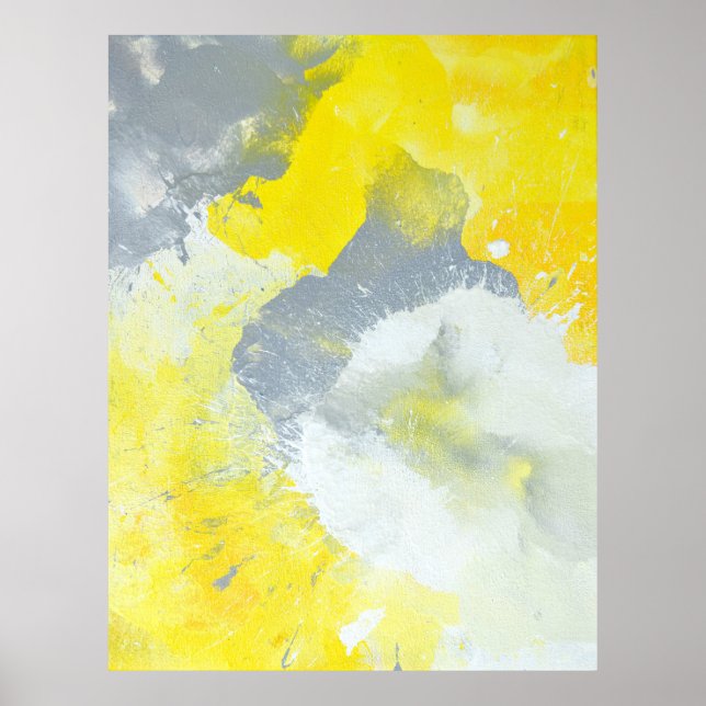 "Gör en " Grått- och Gult Abstrakt Art Poster (Framsidan)