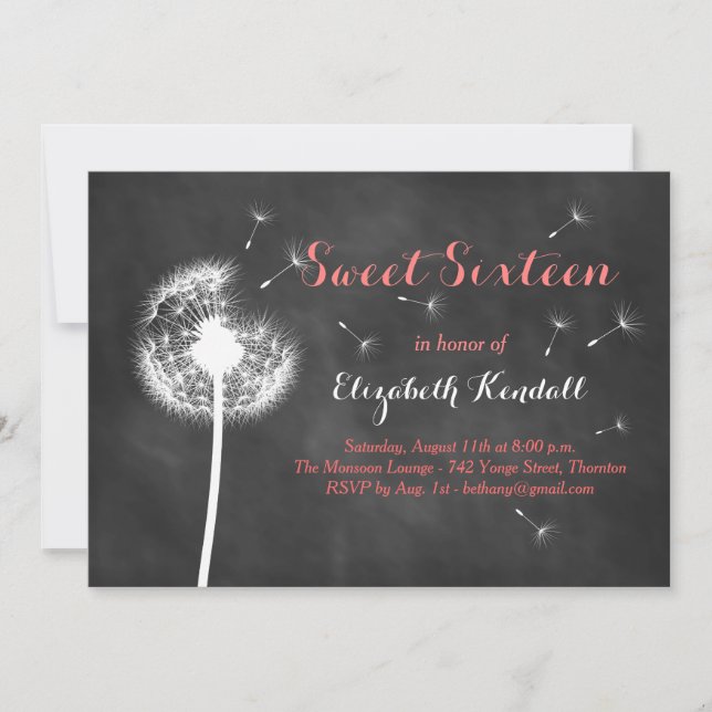 Gör en önskan! Inbjudan till sweet sixteen (koral) (Framsida)