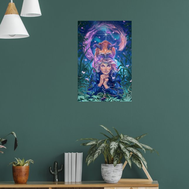 Gör en önskan med Magicfox - fantasykonst Poster (Vardagsrum 1)