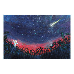 Gör en önskan på en bild av stjärnillustration fototryck