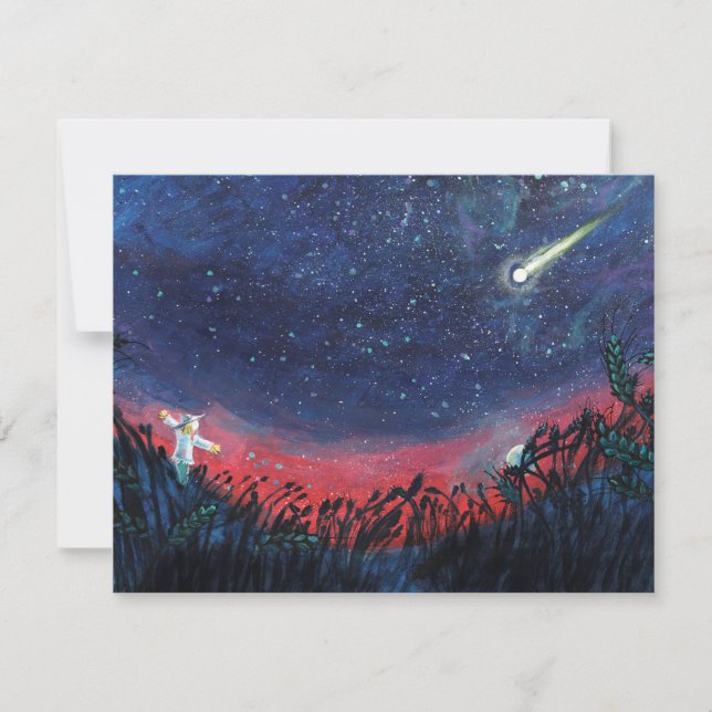 Gör en önskan på en bild av stjärnillustration julkort (Framsida)