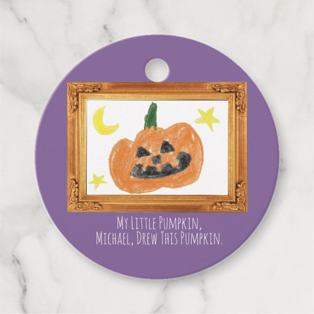 Gör en skatt efter Barnens konstverk | Pumpkin Gåvor Etiketter (Framsida)