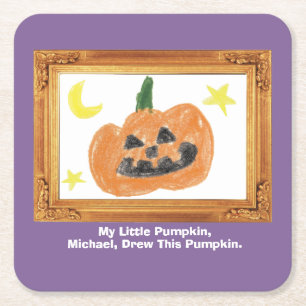 Gör en skatt efter Barnens konstverk Pumpkin Underlägg Papper Kvadrat