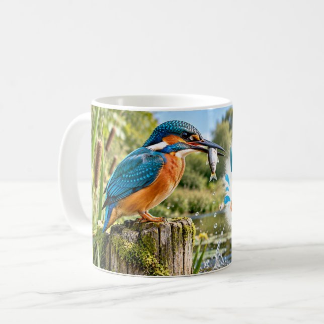 Gör en stänk Kungsfiskare Kaffemugg (Framsida vänster)