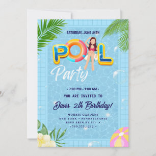Gör en Stänk med vår födelsedag i Bassäng Party Inbjudningar