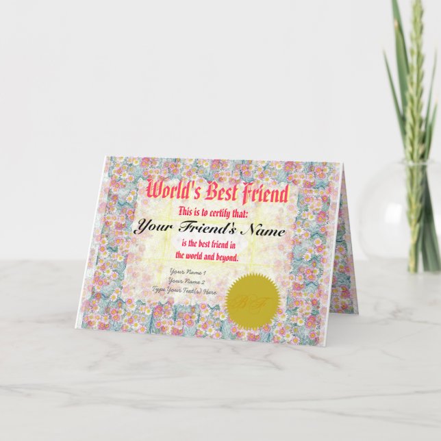 Gör en världs bästa väncertifikat kort (Framsida)