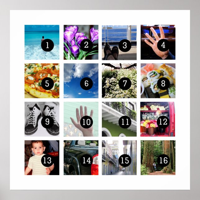Gör enkelt din egen fotobild med 16 foton poster (Framsidan)