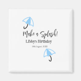 Gör ett stänk-blått paraply sommar bassäng-födelse magnet