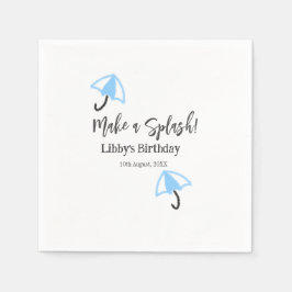 Gör ett stänk-blått paraply sommar bassäng-födelse pappersservett