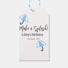 Gör ett stänk-blått paraply sommar bassäng-födelse presentetikett
