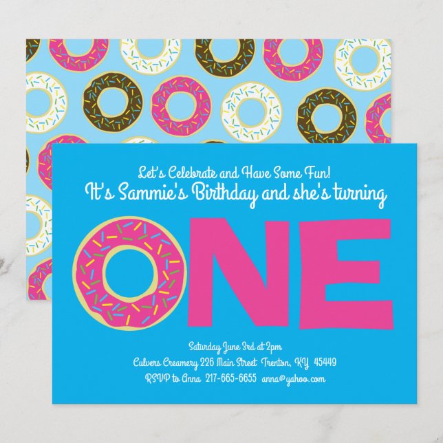 Gör färgstarka inbjudningar på första födelsedagen (Fram/baksida)