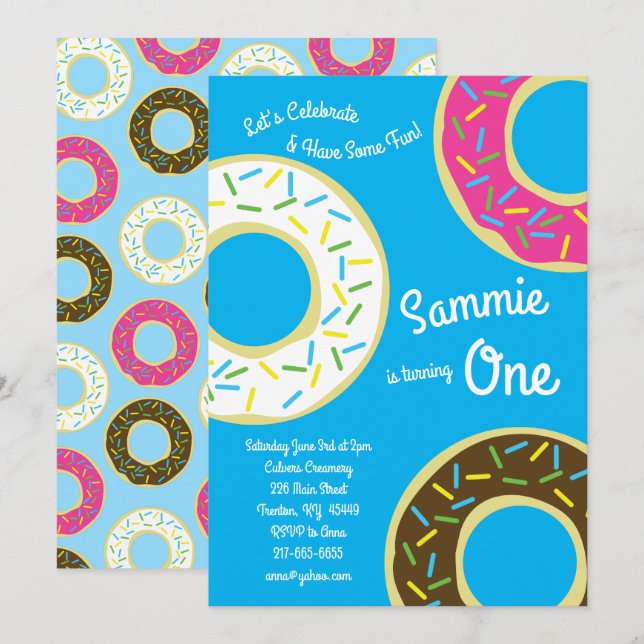 Gör färgstarka inbjudningar på första födelsedagen (Fram/baksida)