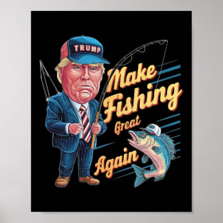 Gör Fiske Stort Igen Trump Rolig Fiskare Ang Poster