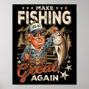 Gör fisket Underbart igen, USA flagga Vintage lust Poster