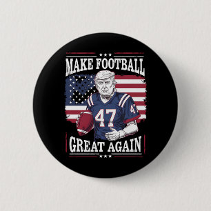 Gör fotboll bra igen Vintage USA Flagga Trump Knapp
