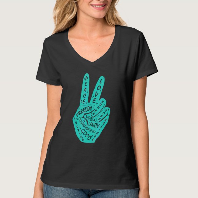 Gör fred inte till fredsskylt i Krig 15 T Shirt (Framsida)