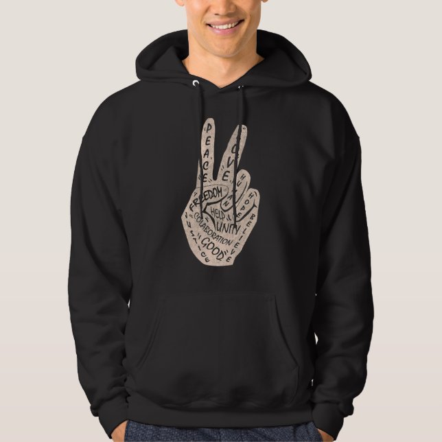 Gör fred inte till fredsskylt i Krig 18 Hoodie (Framsida)