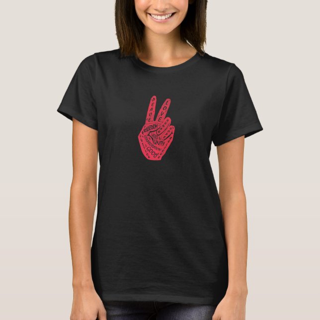 Gör fred inte till Krig-fredssignal 2 T Shirt (Framsida)