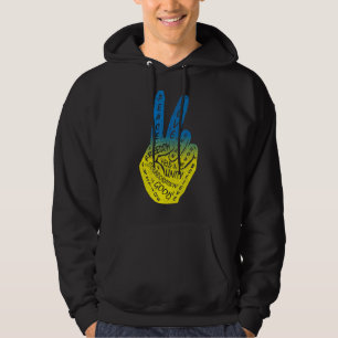 Gör fred inte till Krig, signera blå Gult Hoodie