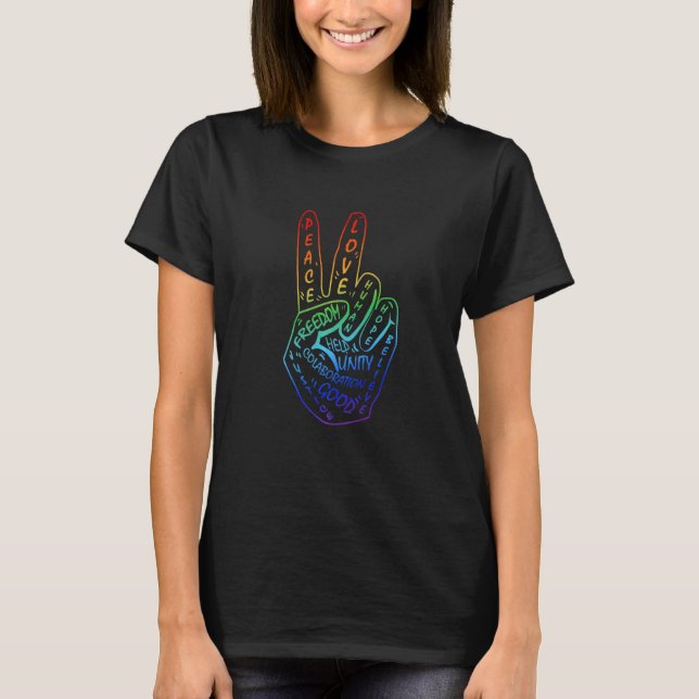 Gör fred till Fredsteckenet inte Krig till symbol  T Shirt (Framsida)