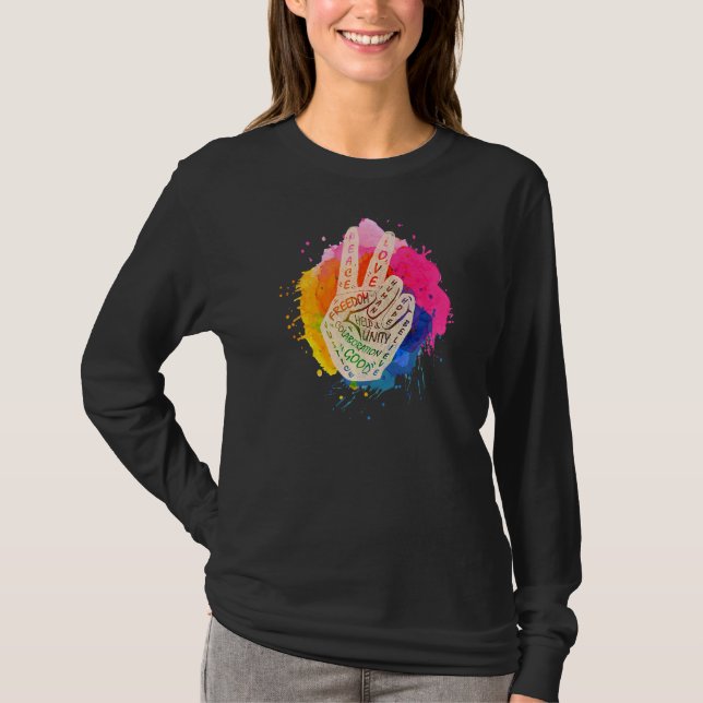 Gör fred till inte Krig-fredssignatur 1 T Shirt (Framsida)