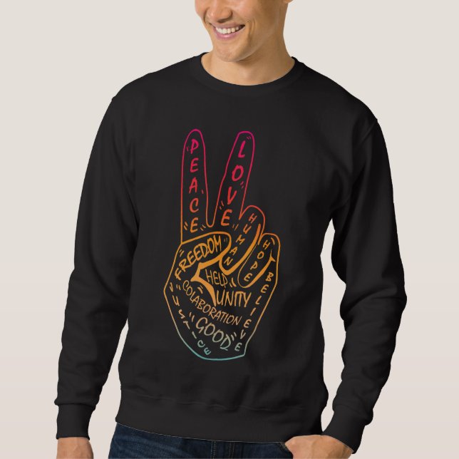 Gör Fredsteckenet Peace not Krig till symbol Lång Ärmad Tröja (Framsida)