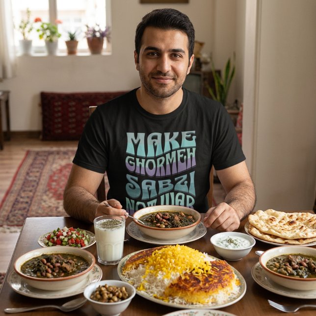 Gör Ghormeh Sabzi Inte Krig | Persisk Stew T Shirt (Make Ghormeh Sabzi Not War | Persian Stew T-Shirt)