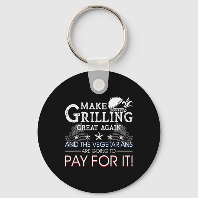 Gör Grillning Storslagen Igen Trump Bbq Pit Master Nyckelring (Framsida)