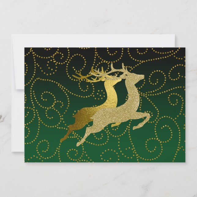 Gör grönt till valfri färg Ombre Guld Ren Jul Julkort (Framsida)