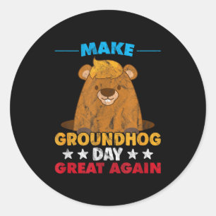 Gör Groundhog Day Great Again Murmeldjur Skugga An Runt Klistermärke
