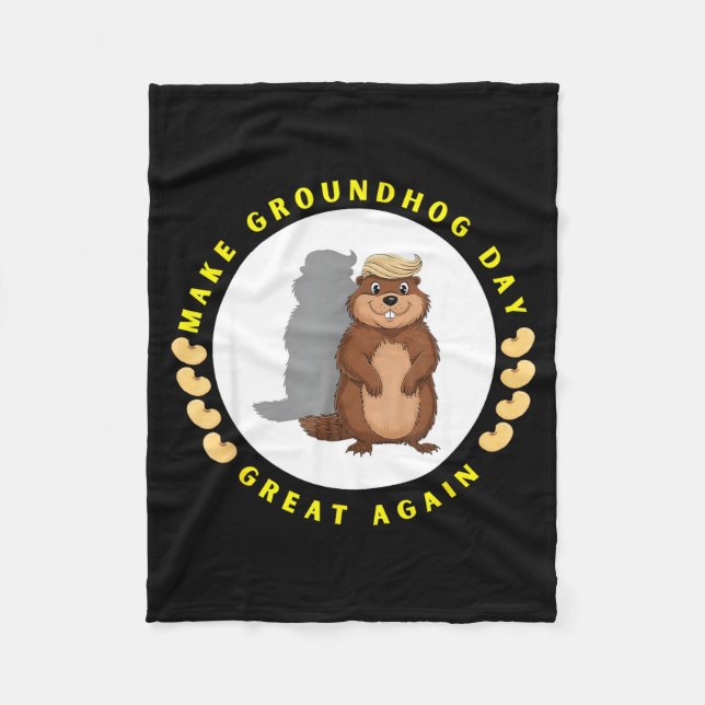 Gör Groundhog Day Great Again Roligt Skuggspel Fleecefilt (Framsidan)
