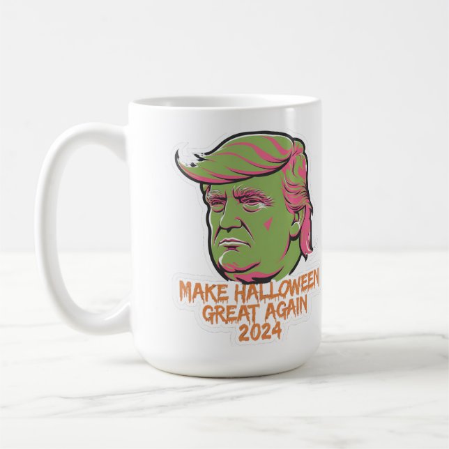 Gör Halloween Underbar igen 2024 Mugg:Trumpinspire Kaffemugg (Vänster)
