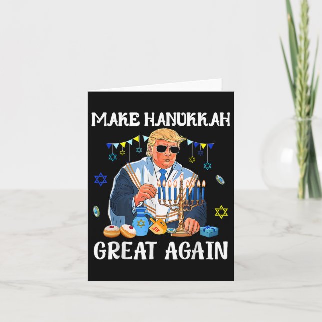 Gör Hanukkah Stort Igen Judisk Ful Chanukah Tröja Kort (Framsida)