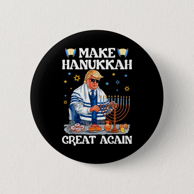 Gör Hanukkah Stort Igen Trump Judisk Ful Chanuk Knapp (Framsida)