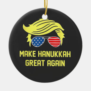 Gör Hanukkah Stort Igen Trump Judisk Julgransprydnad Keramik
