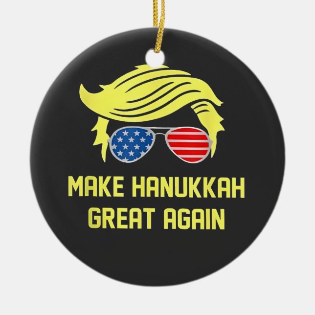 Gör Hanukkah Stort Igen Trump Judisk  Julgransprydnad Keramik (Framsidan)