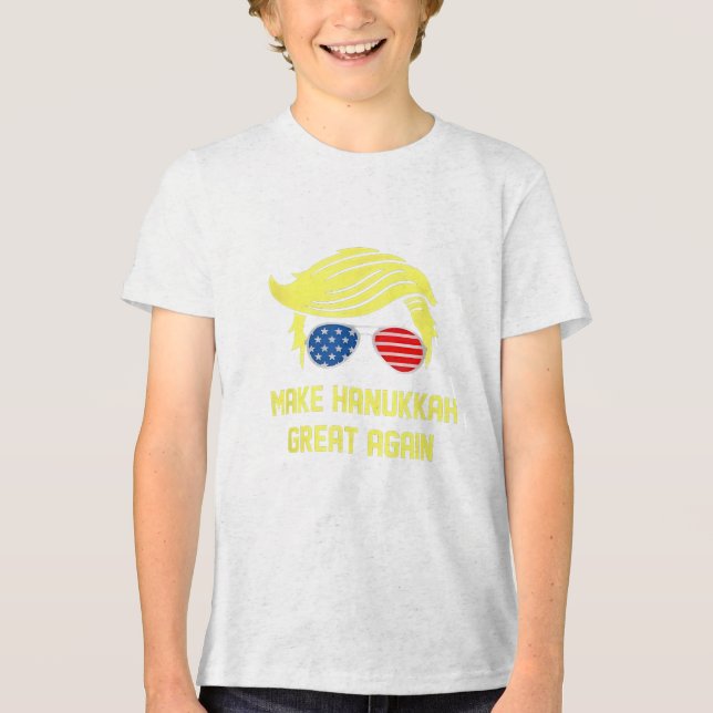 Gör Hanukkah Stort Igen Trump Judisk  T Shirt (Framsida)