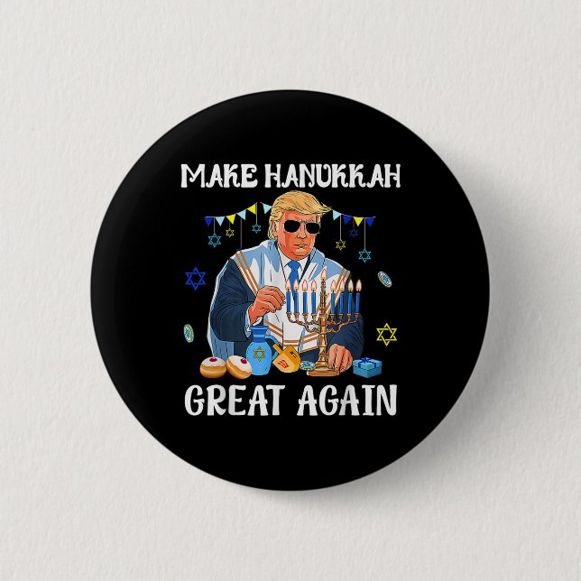 Gör Hanukkah Underbar igen till jude Ugly Chanukah Knapp (Framsida)