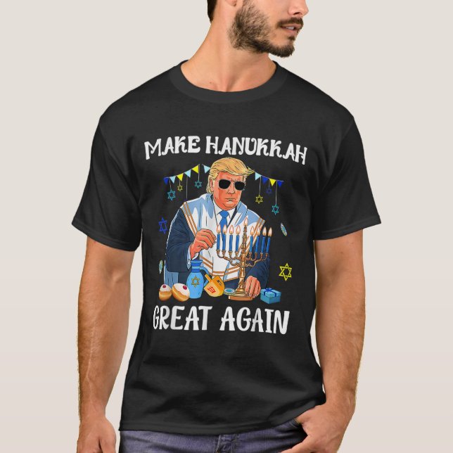 Gör Hanukkah Underbar igen till jude Ugly Chanukah T Shirt (Framsida)