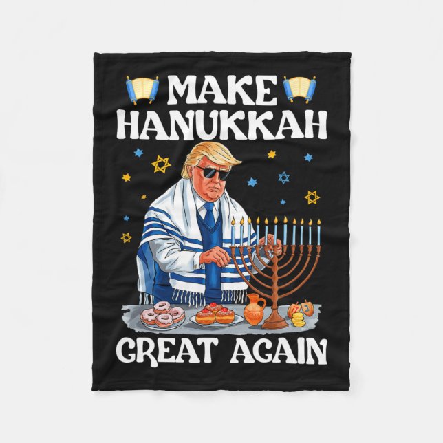 Gör Hanukkah Underbar igen Trump Jewish Ugly Chanu Fleecefilt (Framsidan)