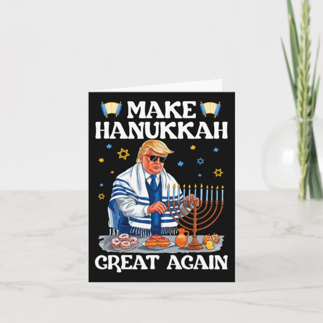 Gör Hanukkah Underbar igen Trump Jewish Ugly Chanu Kort (Framsida)
