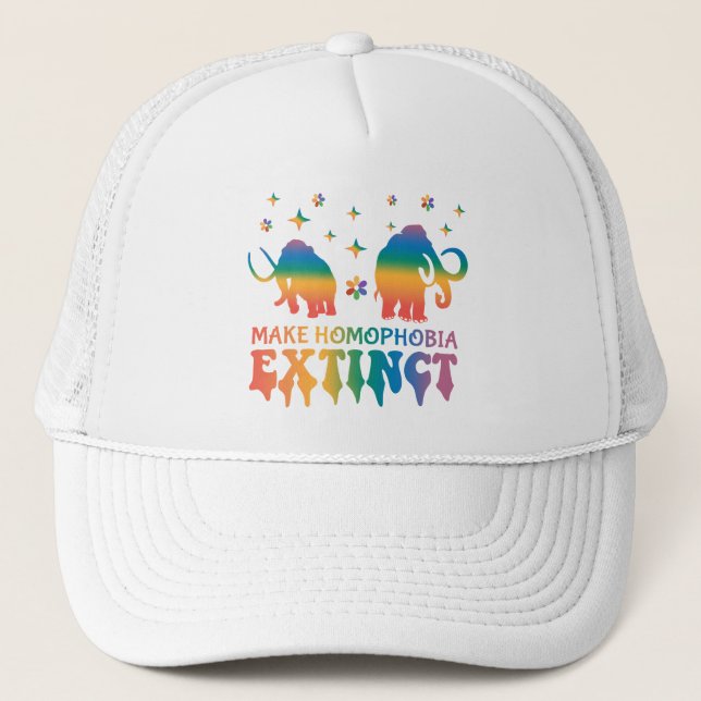 Gör homofobi Utdödat - Rainbow Elephant LGBTQ Keps (Framsida)