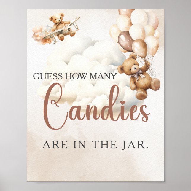 GÖR HUR MÅNGA KANDIER BÄR Bear Baby Shower Games Poster (Framsidan)