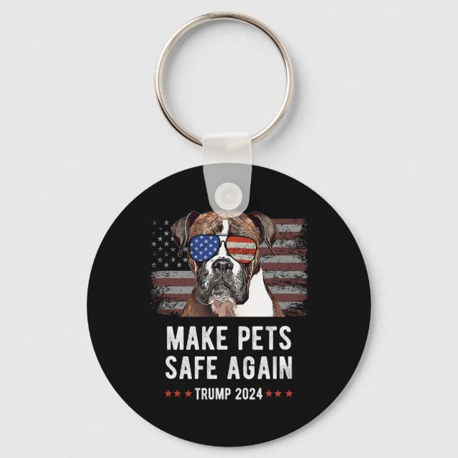 Gör husdjur säkra igen Boxerhund Trump  Nyckelring (Framsida)