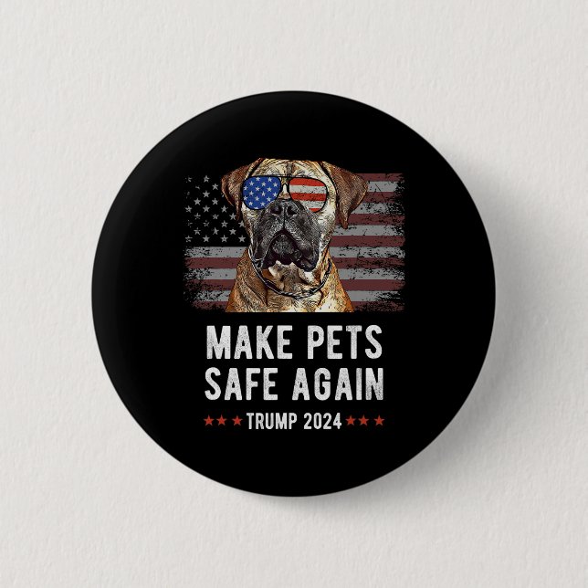 Gör husdjur säkra igen Bullmastiff Hund Trump  Knapp (Framsida)
