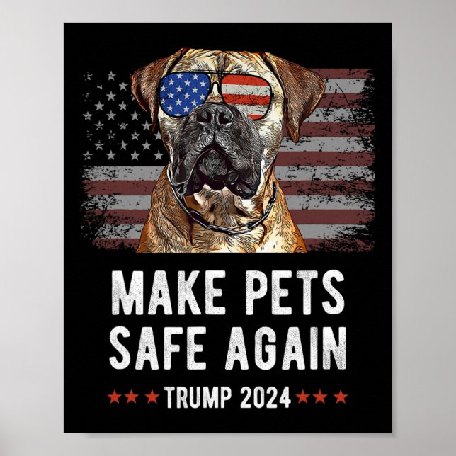 Gör Husdjur Säkra Igen Bullmastiff Hund Trump Poster (Framsidan)